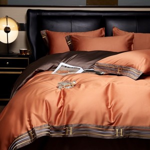 Parure de <span class=keywords><strong>lit</strong></span> 4 pièces en coton 100% de haute qualité, draps et housse de couette double en coton à fibres longues pour usage domestique et export. - Product Image 6