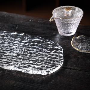 48*19cm 19 pouces motif d'écorce décoratif Transparent surdimensionné grand plateau de <span class=keywords><strong>plat</strong></span> en verre carré géant - Product Image 6