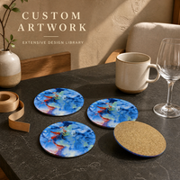 Sous-verres carrés écologiques en liège avec support en bois, vierges pour sublimation, personnalisables pour la décoration intérieure et les cadeaux de Noël