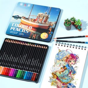 Juego de Lápices de Colores Solubles en Agua NOVISON Personalizados de 24/36/48/72 Unidades en Caja de Lata para Dibujar y Pintar, Colores Vibrantes, Núcleo Suave - Product Image 2