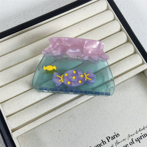 Wow Sheila Support personalizar Nueva horquilla de pastel de crema para Primavera Verano lindo disco tiburón diseño ácido acético dulce garra para el cabello - Product Image 4