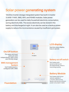 Sistemas de Energía Solar con Batería de Litio Todo en Uno, 48v 10kw 11kwh, Módulos Apilables, Sistema de Almacenamiento para el Hogar, IP65, Híbrido, CAN LA11048 - Product Image 2