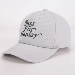 Custom 5 Panel Front Laser Cut Performance Perforated Hole Quick Dry Baseball Hat Sport Caps For Men