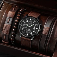 Montre à quartz en alliage pour homme avec mouvement à perles, bracelet en acrylique, cadran à aiguilles, chronographe - Style professionnel, bracelet en PU