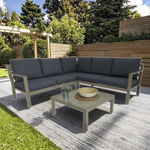 Ensemble de mobilier d'extérieur moderne en aluminium en forme de L avec tissu pour salle à manger, entrée et jardin - Product Image 3