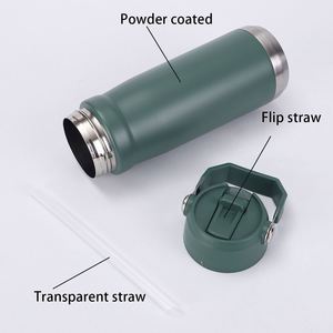 Custom Vacuum Insulated Stainless Steel Outdoor Sport Water Bottle 22oz 18 oz Water Bottle With Straw Lid and Portable Handle - Product Image 2