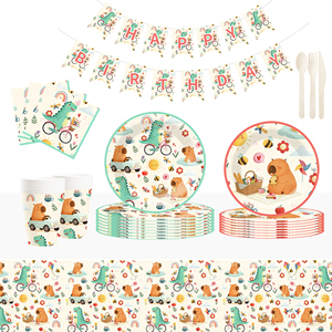 Assiettes en papier dinosaures DAMAI, décorations de fête jetables, fournitures pour assiettes, cadeaux, vaisselle de fête d'anniversaire, service pour 8 personnes - Product Image 1