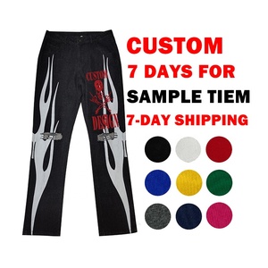 Nuovi <span class=keywords><strong>Pantaloni</strong></span> Sportivi a Zampa Personalizzati <span class=keywords><strong>con</strong></span> Logo Ricamato, Alta Qualità 100% Cotone, Stile Vintage <span class=keywords><strong>con</strong></span> Lavaggio Acido per Uomo - Product Image 6