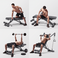 Banc de musculation réglable avec système de poulie à câble, banc d'entraînement multifonctionnel pour la musculation du corps entier, salle de sport à domicile, fitness