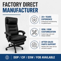 Chaise de bureau ergonomique noire en similicuir PU, grande taille, dossier haut, réglable, avec accoudoirs articulés et repose-pieds