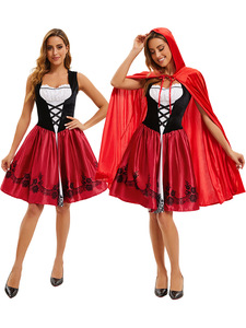 Costume di Halloween Cappuccetto Rosso Gotico per Adulti Unisex in Poliestere, Abito Medievale con Mantello per Cosplay - Product Image 1