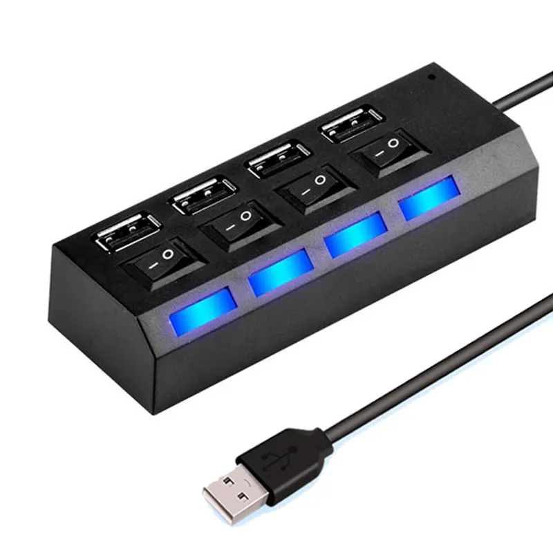 Multi Usb 2.0 Hub High Speed 4 Poorten Op Uit Schakelaar Usb Splitter Adapter Voor Pc Laptop Usb Expand