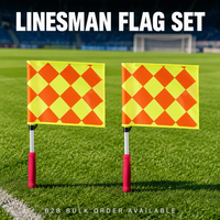 Lot de 2 drapeaux d'arbitre de football à carreaux, support rectangulaire en tissu Oxford 45x31,5cm, 18,5cm, logo personnalisé, modèle de haute qualité