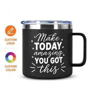 Tazza da Caffè Termica Personalizzata in Acciaio Inox per Uomo e <span class=keywords><strong>Donna</strong></span> con Manico a D, Rivestimento in Polvere per Ufficio e Casa - Product Image 1