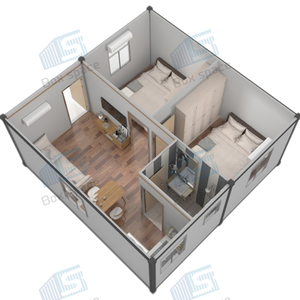 BOX SPACE Conteneur plat préfabriqué, <span class=keywords><strong>maison</strong></span> modulaire pour usage hôtelier, 3 chambres, design industriel, certifié CE, durée de vie de 15 à 20 ans - Product Image 3