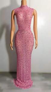 Fason Women's Summer Prom Dress Sey <b>Glitter</b> Birtday Party Crystal Decoration Solid for Evening - Product Image 5