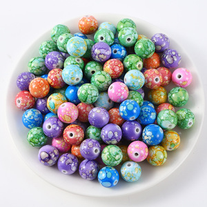 Perles acryliques rondes Perles artisanales pour la fabrication de bijoux Bracelet fait main Perles en porcelaine polymère lisse colorées - Product Image 3