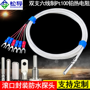 WZP2-035 Dual-Spindle Six-<b>Wire</b> Pt100 Resistance Temperature Sensor <b>Thin</b> Film Resistor - Waterproof and Oil-Proof - Rolled-In - Product Image 2