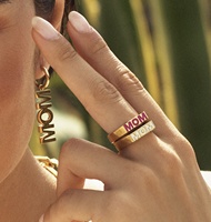 Milskye Romantischer Schmuck Smart Fashion 18k Gold 925 Silber Mutter-Ring Hot Pink Go Emaille-Ringe für Frauen
