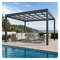 Pabellón Exterior Impermeable Personalizado, Pérgola con Estructura de Aluminio, Techo de Policarbonato, Gazebo de Jardín de Aluminio