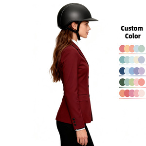 Veste d'équitation rouge pour concours, vêtements d'équitation avec bandes contrastées, manches longues, poches latérales, veste d'équitation de compétition - Product Image 3