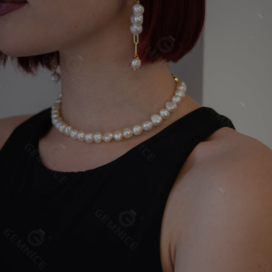 Collar de perlas de agua dulce extragrande de oro de 18k para mujer, joyería de lujo de Gemnel, Plata de Ley 925 - Product Image 3