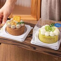 Boîte carrée transparente de 4 pouces pour gâteaux, puffs, desserts, biscuits, en plastique recyclable, mini-conteneur à gâteaux avec couvercle en dôme, vente en gros