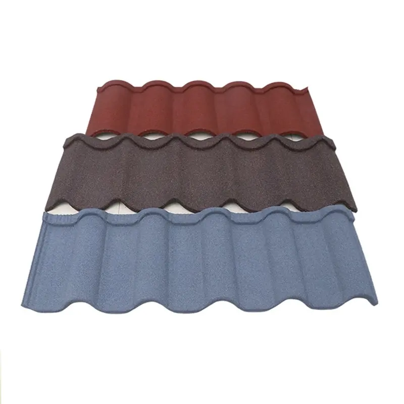 Kualitas baik lembaran ubin atap batu dilapisi logam ubin atap berwarna hitam
