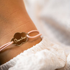 कस्टम एनग्रेव नाम जन्म तिथि स्टेनलेस स्टील क्लाउड आकर्षण स्ट्रिंग लड़के लड़कियों के गहने खिंचाव रस्सी कंगन थोक - Product Image 3