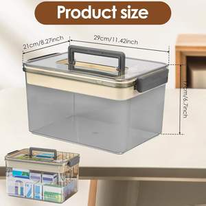 Clear Multilayer PP Plastic First Aid Kit Organizer Handle Lids Home Medicine Supplies <b>Storage</b> Box Grid <b>Storage</b> <b>Bins</b> Bag Use - Product Image 2