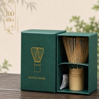 Ensemble fouet à matcha écologique en bambou avec bol et support – Style nordique, fouet à 100 brins, coffret cadeau