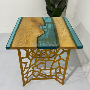 עיצוב מפל מים שולחנות אוכל חדר אוכל ריהוט יוקרתי שולחן אפוקסי עץ - Product Image 4