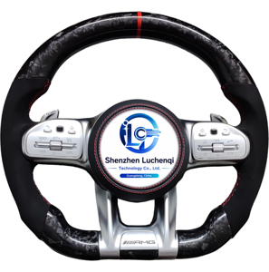 Volant <span class=keywords><strong>sport</strong></span> en carbone véritable avec fonction chauffante en option, compatible avec Mercedes C E G CLA AMG, restylage intérieur - Product Image 5