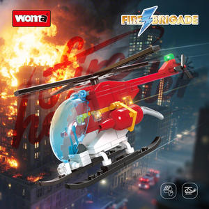 Woma Blocs de construction en plastique ABS 40 pièces, modèle d'<span class=keywords><strong>hélicoptère</strong></span> de <span class=keywords><strong>pompier</strong></span> urbain, avion à l'échelle 1:1, jouet éducatif à assembler pour les enfants de 14 ans - Product Image 5