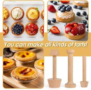 ที่กดแป้งขนมพายสองด้านทำจากไม้ชุดที่อัด<span class=keywords><strong>3</strong></span>ชิ้นสำหรับทำเค้กทาร์ตเครื่องมืออบสำหรับทาร์ตไข่ขนาดเล็ก - Product Image 6