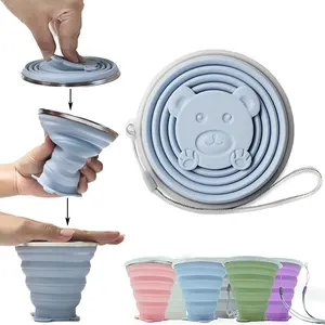 Bouteille d'eau télescopique pliable en Silicone, pour enfant, lors des voyages en plein air, tasses à thé, pichet à boissons