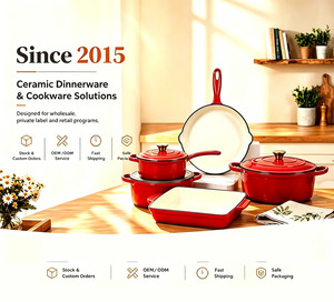 Nuevo juego de utensilios de cocina de hierro fundido esmaltado antiadherente con olla holandesa, cacerola, olla para guisos apta para horno, <span class=keywords><strong>ollas</strong></span> para sopa, para cocinar pan y patatas - Product Image 5