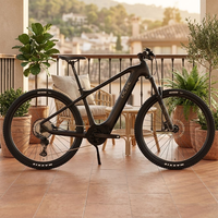 Vélo de montagne électrique EM8 haut de gamme avec moteur central 500W, cadre en fibre de carbone, 12 vitesses, batterie lithium longue portée 135KM, idéal pour les aventures hors route