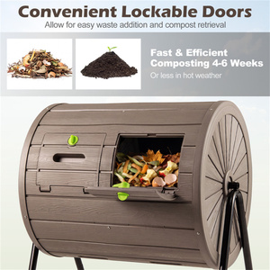<span class=keywords><strong>Composteur</strong></span> à double compartiment 37,5 Gal 360 °   Bac à compost rotatif avec lames d'agitation pour jardin-café - Product Image 6