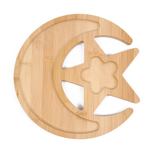 Plateau en bambou épaissi à motif trèfle à quatre feuilles, étoile et lune, pour servir des collations, des fruits secs, usage domestique - Product Image 5