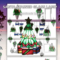 Lampe en verre teinté artisanal style Père Noël, LED E27, alimentation AC, décoration de salon