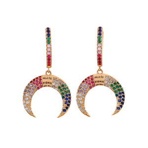 Pendientes de gota con diseño de luna Bles To Tomorrow, chapados en oro, con cristales de imitación, joyería de moda bohemia para mujer - Product Image 1