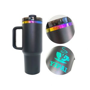 Gobelet isotherme en acier inoxydable à double paroi de 40 oz avec gravure laser H2.0 et placage arc-en-ciel - Product Image 2