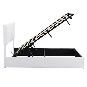 Willsoon hiện đại mềm bọc Lift-Up lưu trữ nền tảng giường thủy lực cơ chế vải trắng thân thiện với môi Khung gỗ bền - Product Image 6