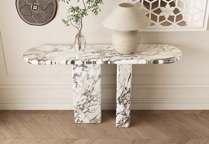 モダンラグジュアリーミニマリストCalacatta Viola大理石コンソールテーブルホールホールホールホールホールホールホームリビングルームホテルエントリーホーム家具 - Product Image 4