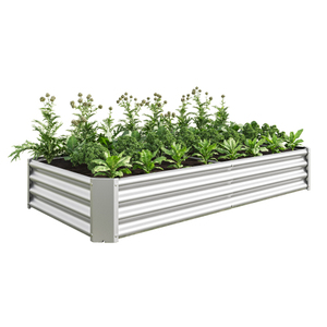 Jardinera Elevada de Acero Galvanizado MQ JSHYC USA, Jardinera Exterior con Gran Espacio para Vegetales, Hierbas y Flores, Estilo Rústico - Product Image 1