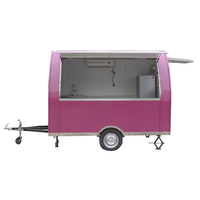 Camion de restauration mobile rose avec cuisine complète, camion de smoothies, camion de pizzas, camion de restauration rapide mobile