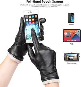 Großhandel stilvolle Schaffell billige Frauen dicken Touchscreen Winter echte Leder handschuhe für den Winter - Product Image 5