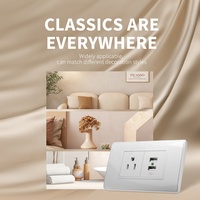 Prise murale USB en panneau PC blanc et noir, type 118, 110V-250V, 15A, 3 broches, type US, avec double ports USB A