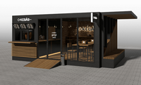 Conception de kiosque de café en bois avec porte en verre trempé pour l'extérieur